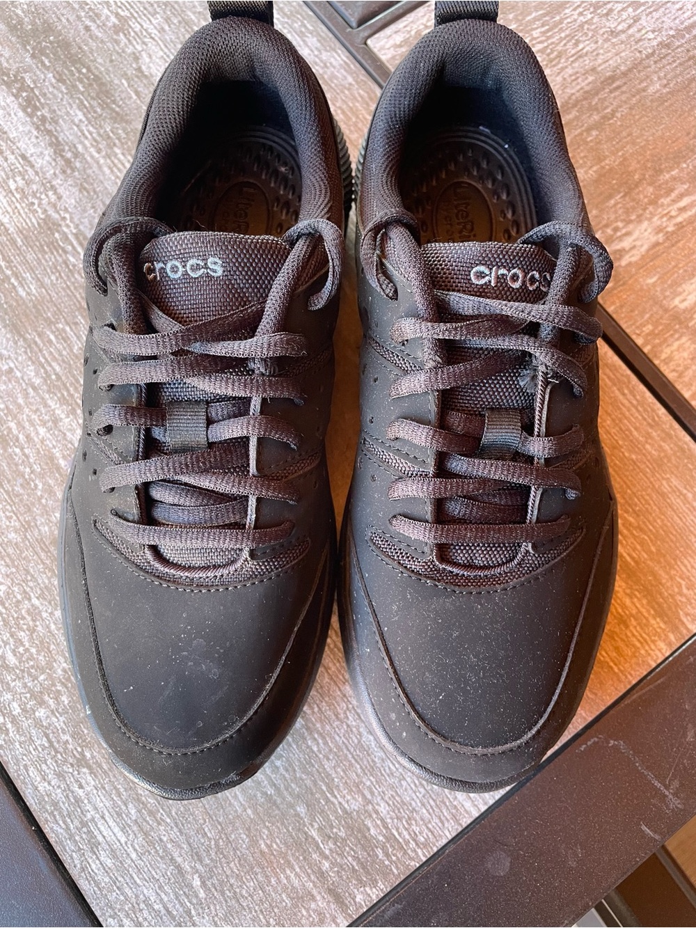 CROCS Men's Black Lace-Up Athletic Sneakers